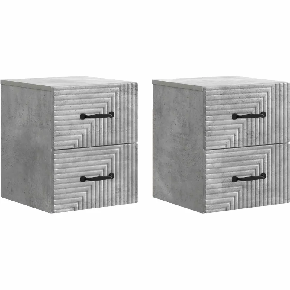 vidaXL Wandbeugel Bedkast 2 st Betongrijs 34,5 x 33 x 40 cm grijs, foto 3