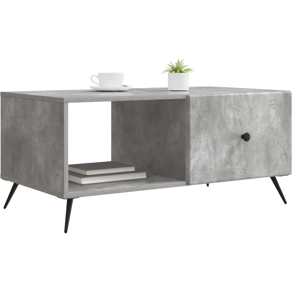 vidaXL Salontafel Betongrijs 90 x 50 x 40 cm Bewerkt hout
