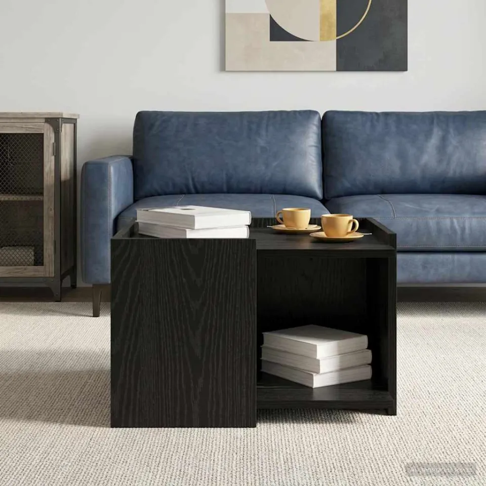 vidaXL Salontafel Zwart eiken 50,5 x 50 x 33 cm Bewerkt hout, foto 4