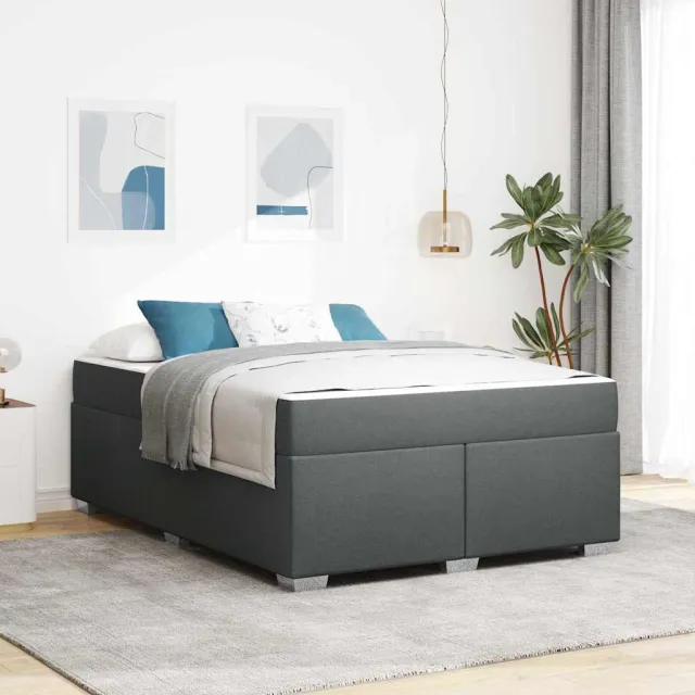 vidaXL Bedframe met matras Donkergrijs 160 x 200 cm Stof