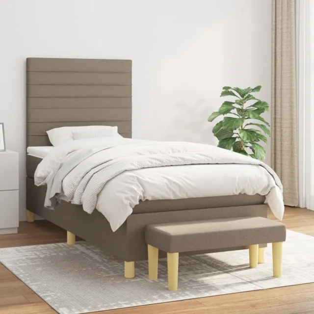 vidaXL Boxspring met matras stof taupe 90x190 cm