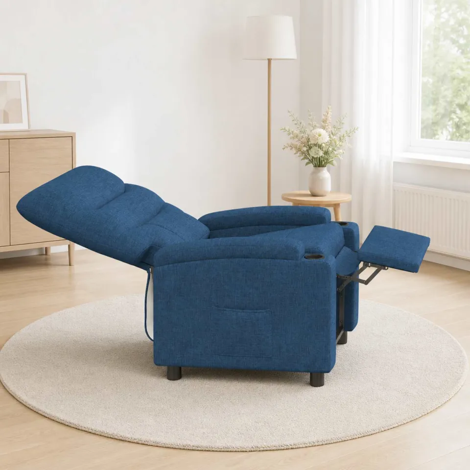 vidaXL Ligstoel Blauw 75 x 95 x 103 cm Stof, foto 2