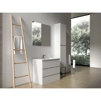 AquaVive - Praxis Eigen Merk Aquazuro Wastafelonderkast Napoli 90cm - Hoogglans Wit - Met 3 Lades, foto 3