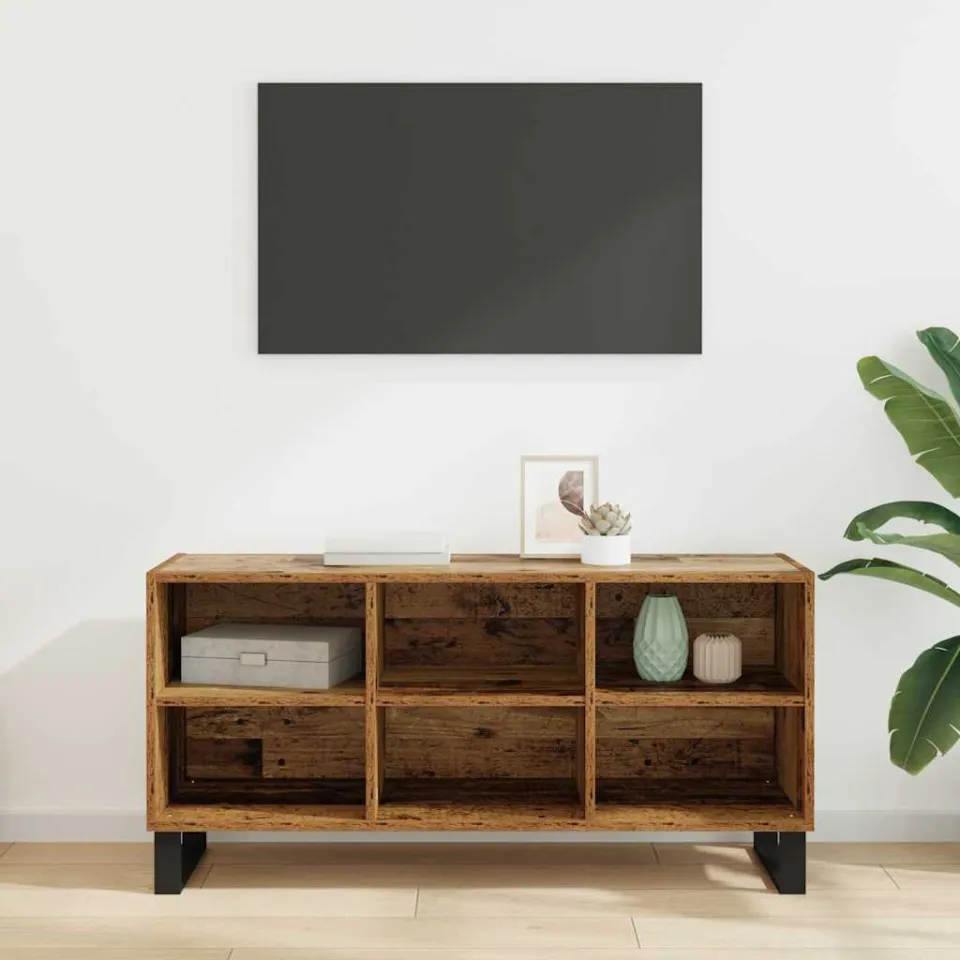 vidaXL TV-kast 103,5 x 30 x 50 cm Oud Hout Bewerkt hout bruin, foto 4