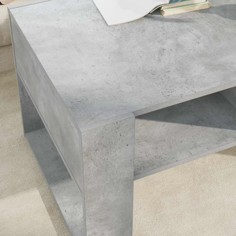 vidaXL Salontafel Beton Grijs 92 x 53 x 45 cm Bewerkt hout, foto 4