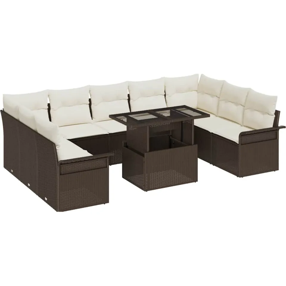 vidaXL Tuin Sofa Set 10 st Bruin Poly riet