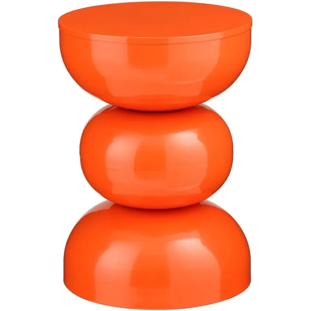 Mica Decorations Luna Tafel - Bijzettafel met Open Rond Design van Stevig IJzer - Salontafel Minimalistisch Voor Binnen - Nachtkastje Voor Kleine Ruimtes - H46 x Ø32 cm - Oranje