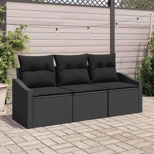 vidaXL Bankstel 3 st Zwart poly rattan, foto 2