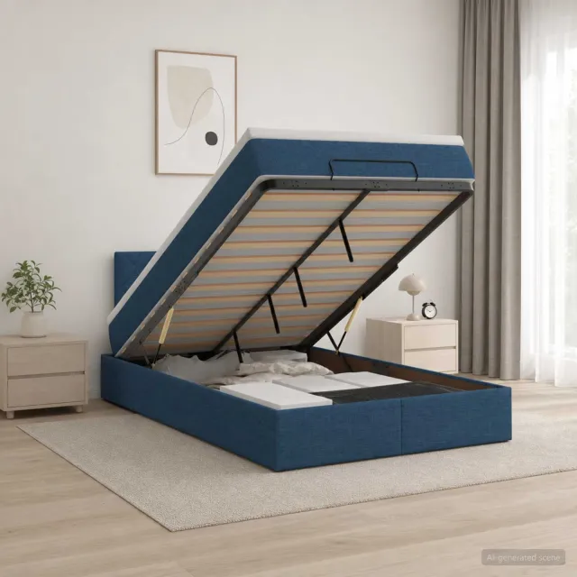 vidaXL Ottoman bed met matras met hoofdeinde Blauw 120 x 200 cm Stof