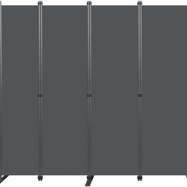 MUVANO Kamerscherm Grijs - Roomdivider - Paravent Binnen - Scheidingswand - Vrijstaand - Flexibel - Privacy - Opvouwbaar - Woonkamer - 180x204 cm - 4-Delig - Grijs