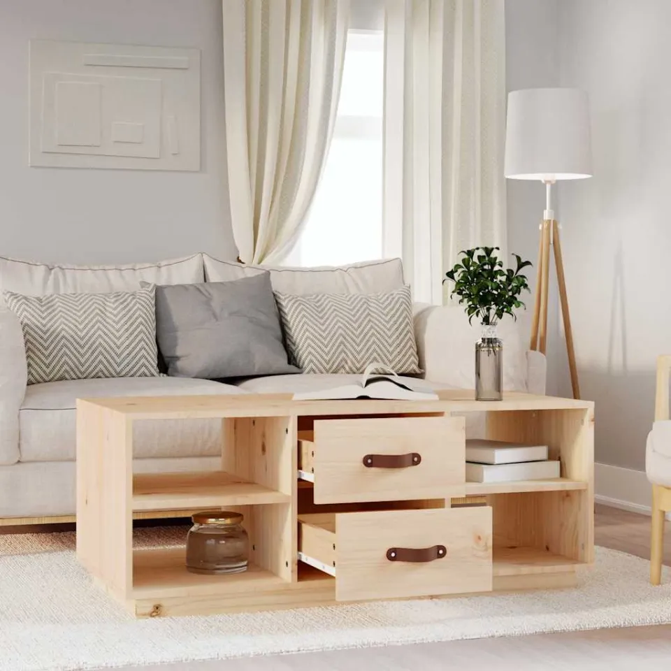 vidaXL Salontafel 100x50x41 cm massief grenenhout bruin, foto 3