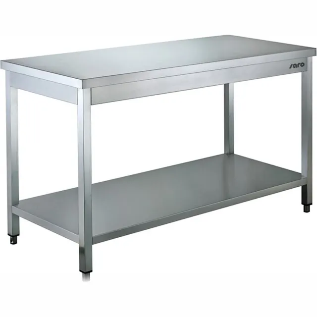 Saro Roestvrijstalen tafel, gedemonteerd, met legbord - 600 mm diepte, 1500 mm | 456-6015 Grijs