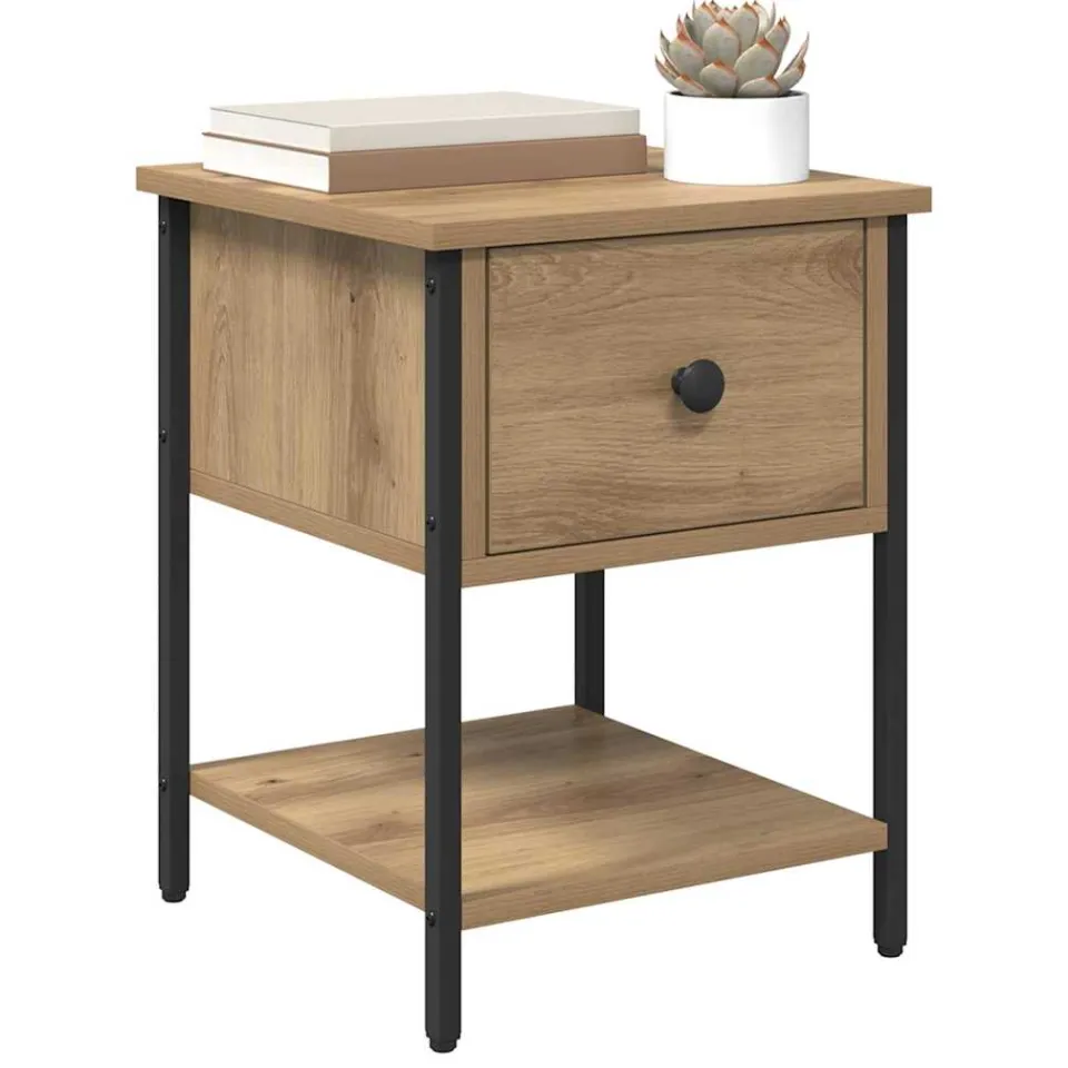 vidaXL Nachtkastje Artisan Eiken 34 x 35,5 x 45 cm Bewerkt hout Bruin