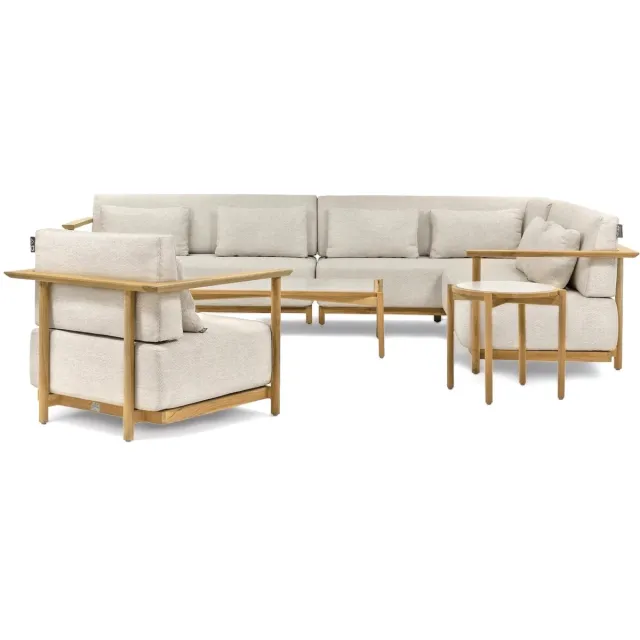 Apple Bee St. Lucia Loungeset Links Lang | 326 x 316 cm | Met Loungestoel & Salontafel Naturel