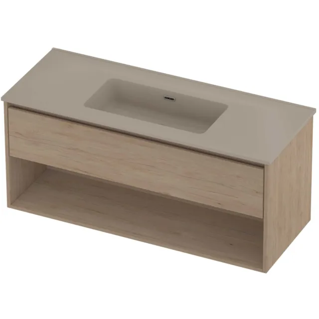 Proline Tribute Badmeubelset Porselein Elegant Schap 120x46x54 cm Mat Crème Cotton Ideal Oak Eiken