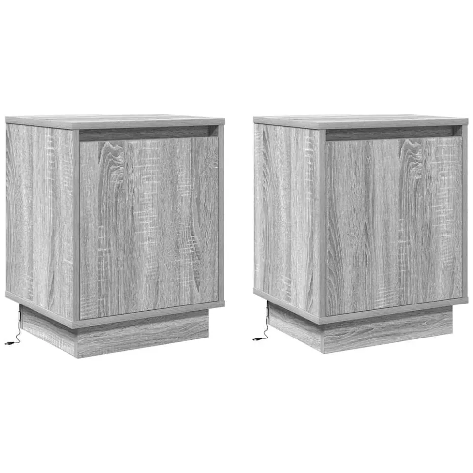 vidaXL Nachtkastje 2 st Grijs 39 x 34,5 x 50 cm Bewerkt hout, foto 3