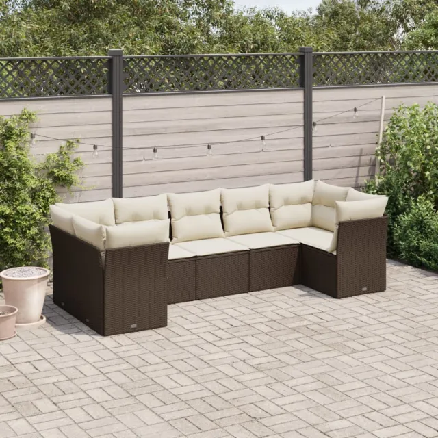 vidaXL 7-delige Loungeset met kussens poly rattan bruin, foto 2