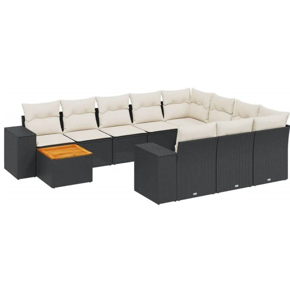 vidaXL Patio Sofa Set 10-zits Black and Cream, foto 3