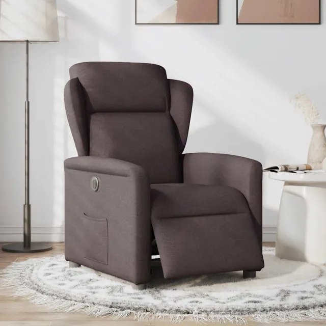 vidaXL Fauteuil verstelbaar elektrisch stof donkerbruin bruin