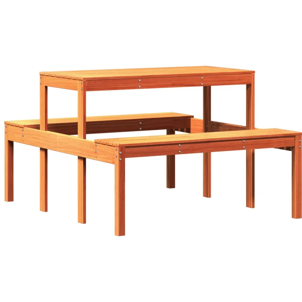 vidaXL Picknicktafel 110x134x75 cm massief grenenhout wasbruin