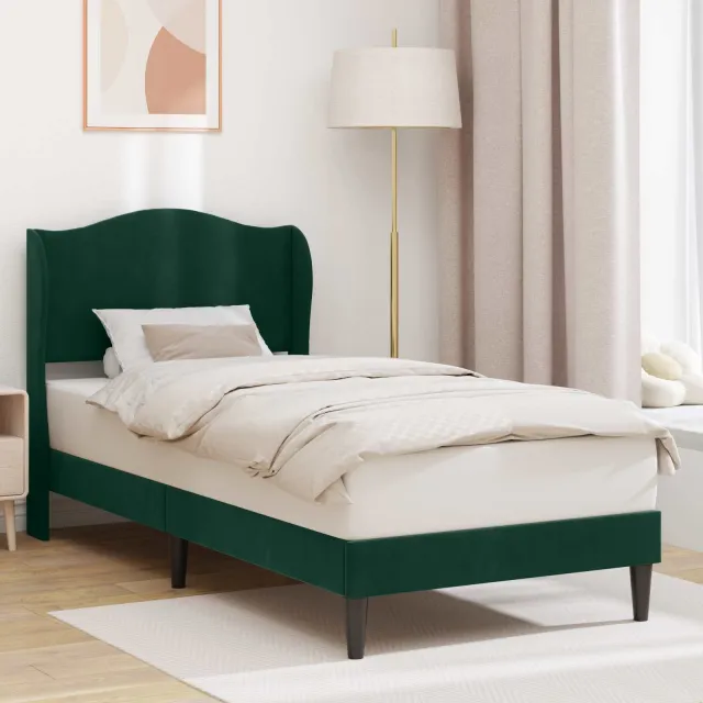 vidaXL Bedframe met hoofdeinde Donkergroen 90 x 190 cm Fluweel