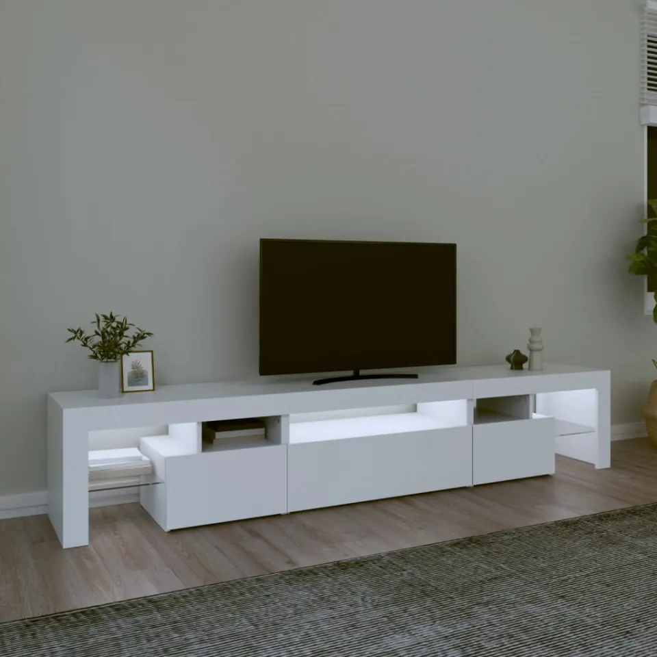vidaXL Tv-meubel met LED-verlichting 215x36,5x40 cm wit, foto 4