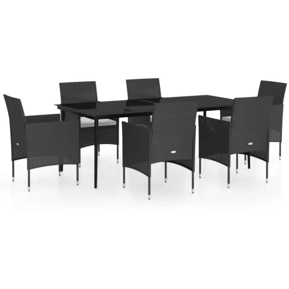 vidaXL 7-delige Tuinset met kussens zwart, foto 4