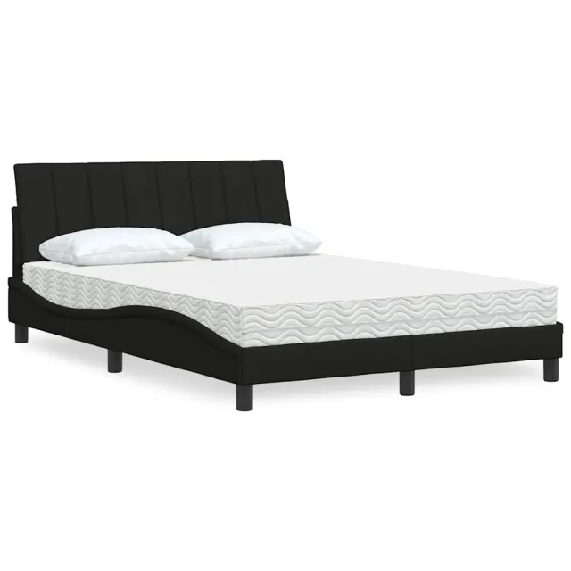 vidaXL Bed met matras "Hanko" stof zwart 120x200 cm