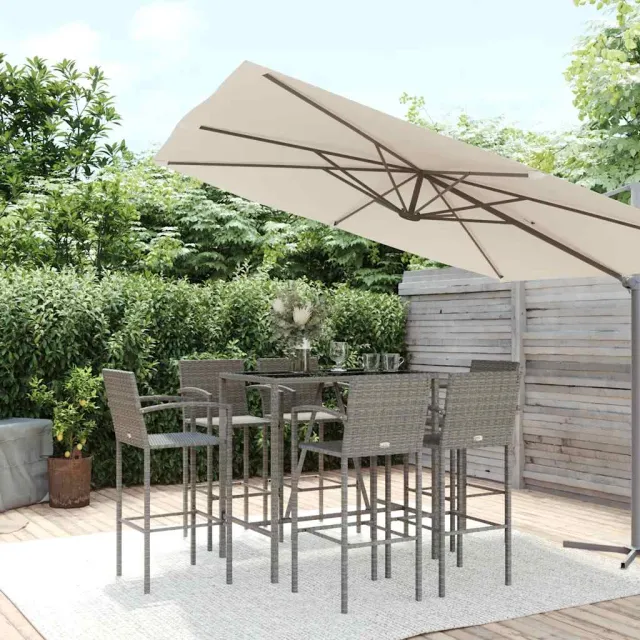 vidaXL 7-delige Tuinbarset poly rattan grijs, foto 2