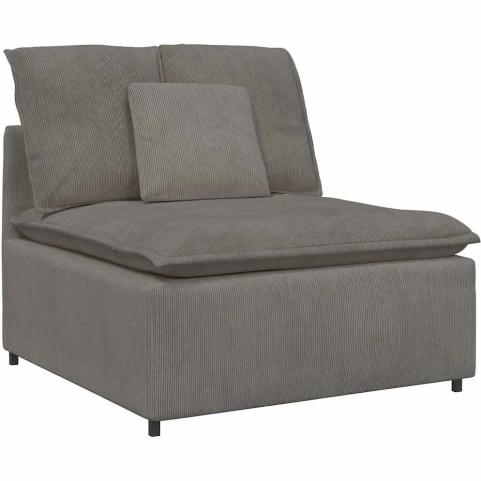 vidaXL Modulaire bank met kussens corduroy stof lichtgrijs grijs, foto 4