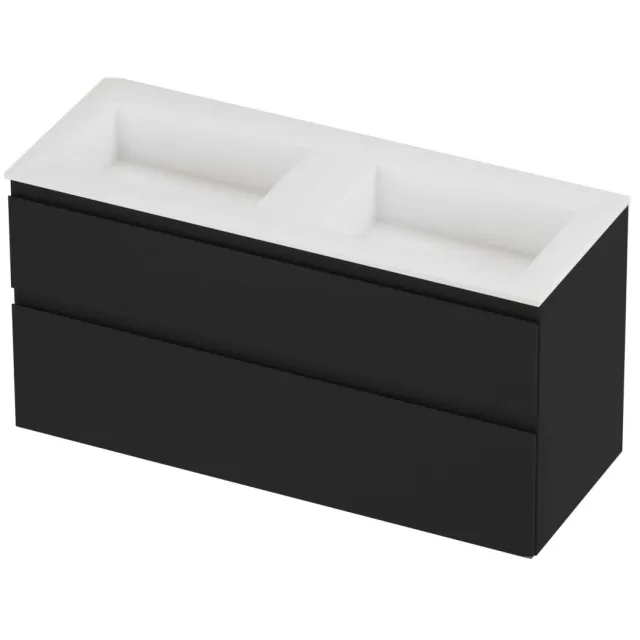 Proline Aristo Badmeubelset Polystone Elegant 120x46x62 cm Mat White Mat Zwart