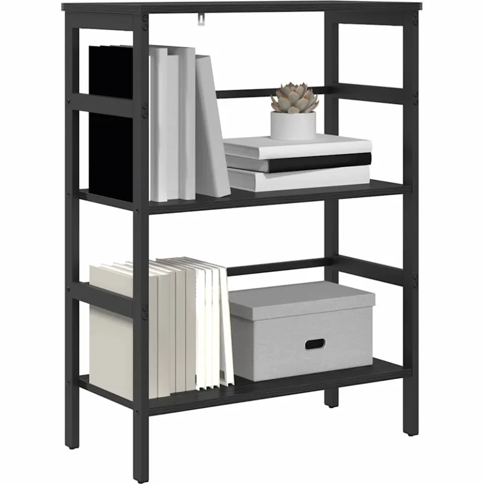 vidaXL Boekenkast 2-laags 60 x 29,5 x 81 cm Bewerkt hout Zwart Eiken, foto 3