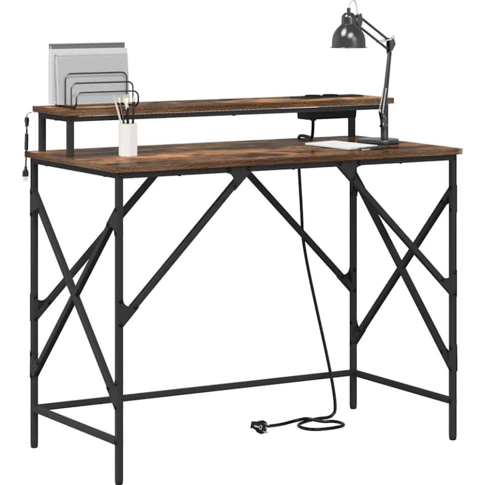 vidaXL Bureau Gerookt eiken 100 x 50 x 86,5 cm Bewerkt hout Bruin