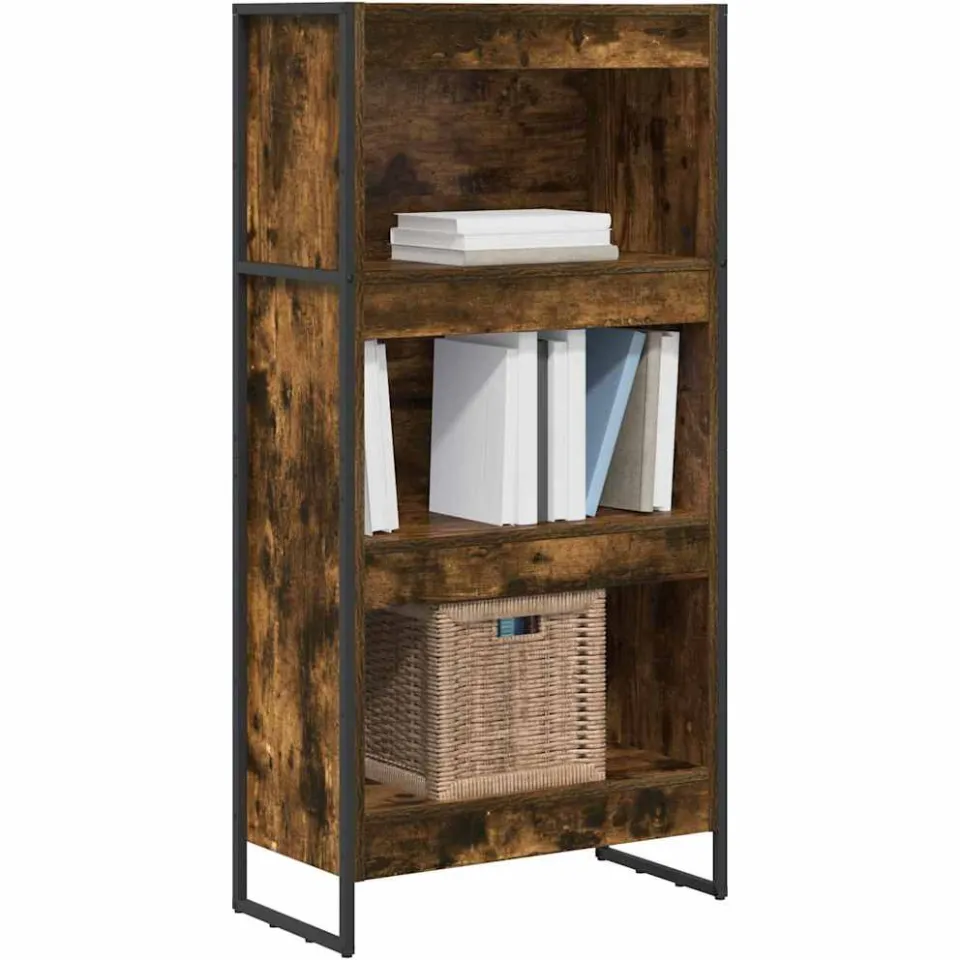 vidaXL Boekenkast 60 x 30 x 121 cm Bewerkt hout Rook Eik Bruin