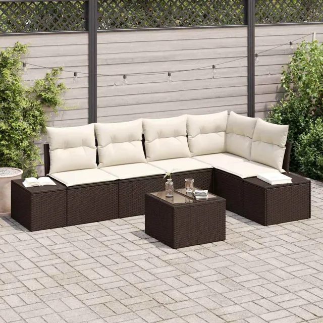 vidaXL Tuinbankenset met opslag Bruin en Crème poly rattan, foto 2