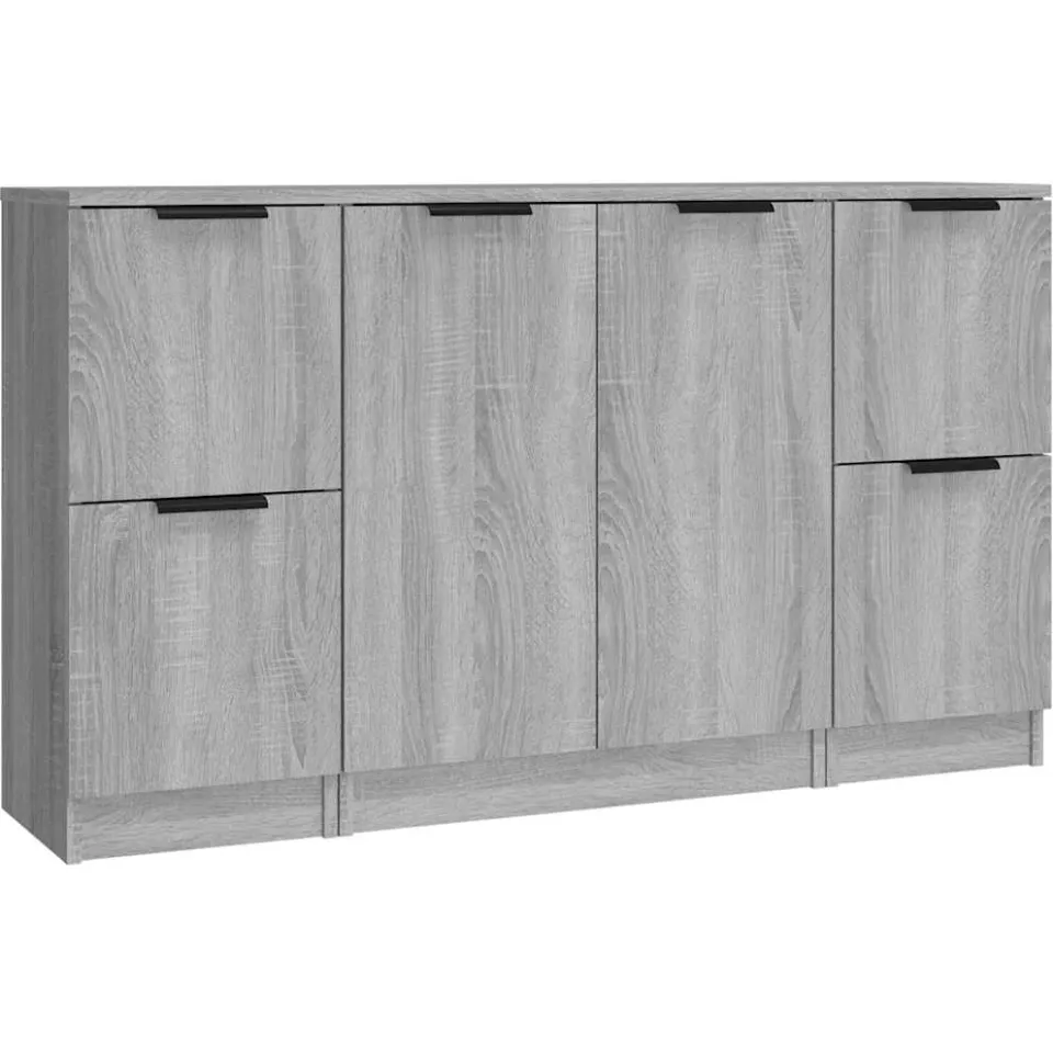 vidaXL Dressoirs 3 st bewerkt hout grijs sonoma eikenkleurig