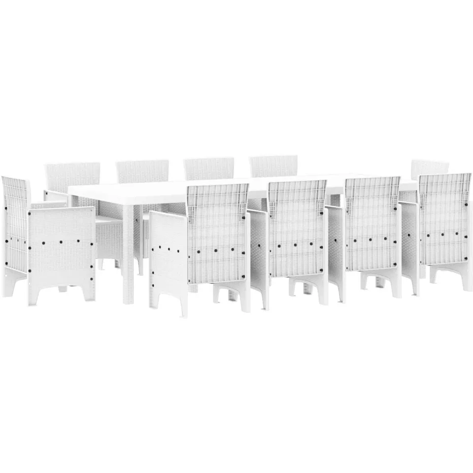 vidaXL Tuin Eetset 11 st Wit Polypropyleen