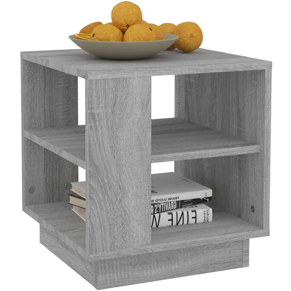 vidaXL Salontafel 40x40x43 cm bewerkt hout grijs sonoma eikenkleurig, foto 3