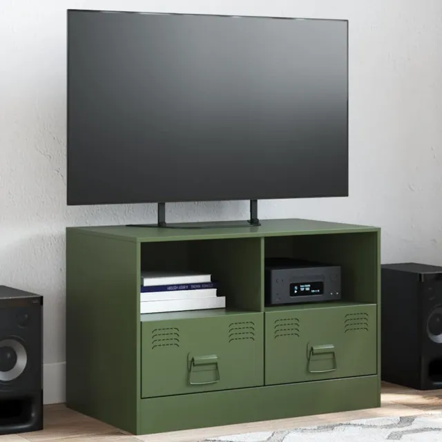 vidaXL Tv-meubel 67x39x44 cm staal olijfgroen, foto 2