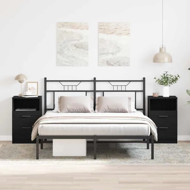 vidaXL Nachtkastje 2 st Zwart eiken 40 x 36 x 65 cm Bewerkt hout, foto 2