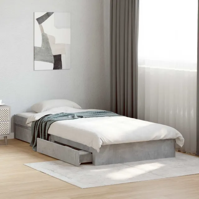 vidaXL Bedframe met lades bewerkt hout betongrijs 100x200 cm