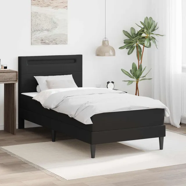 vidaXL Bedframe met matras Zwart 100 x 200 cm Kunstleer
