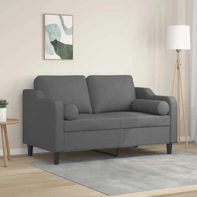 vidaXL Tweezitsbank met sierkussens 120 cm stof donkergrijs