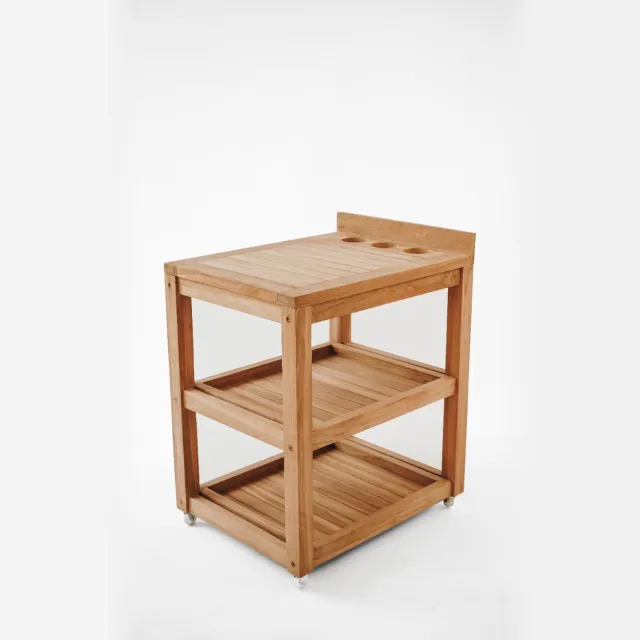 teakea Serveerwagen teak 65 x 50 x 78 cm - met zwenkwielen Bruin