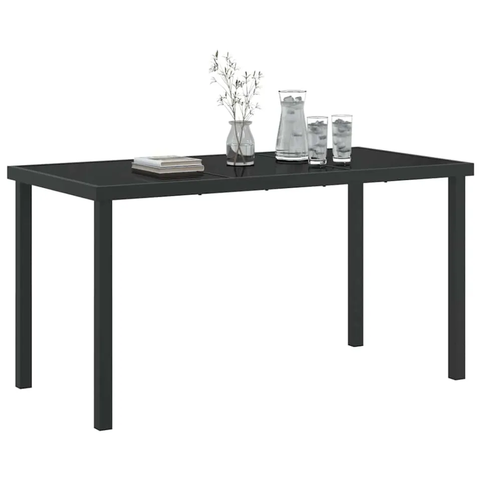 vidaXL Tuinstafel Zwart 140 x 70 x 73 cm Metaal