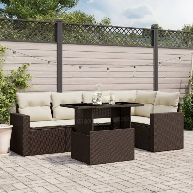vidaXL 6-delige Loungeset met kussens poly rattan bruin, foto 2