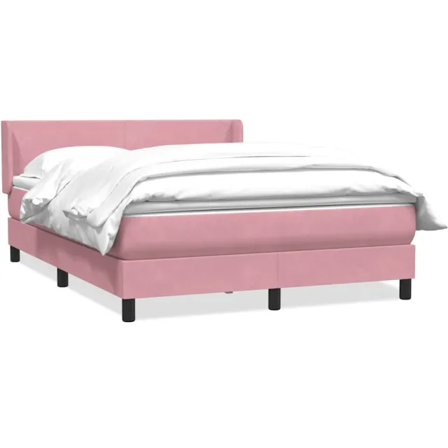 vidaXL Boxspring met matras fluweel roze 140x220 cm