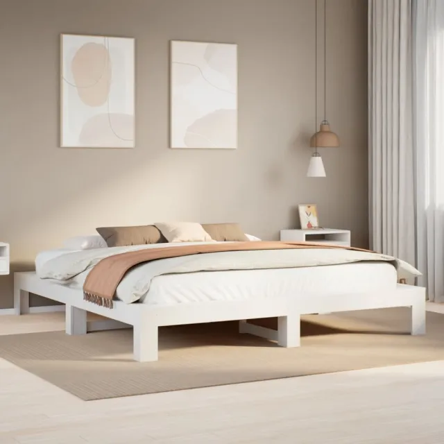 vidaXL Bedframe zonder matras massief grenenhout wit 180x200 cm
