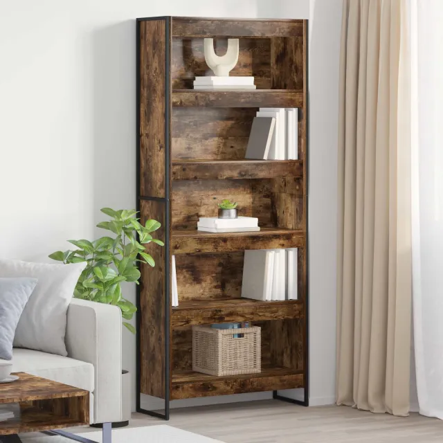 vidaXL Boekenkast 80 x 30 x 189,5 cm Bewerkt hout Rook Eik bruin, foto 2