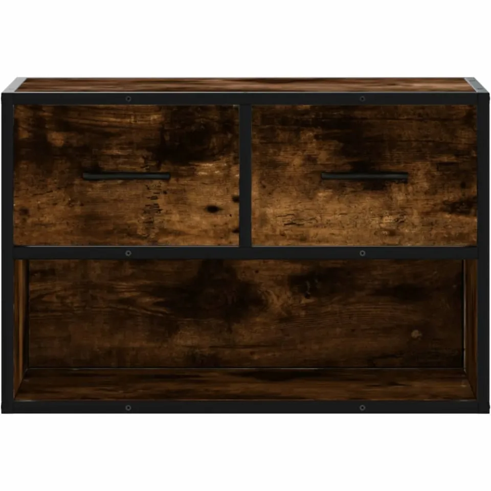 vidaXL Tv-meubel 60x31x39,5 cm bewerkt hout metaal gerookt eikenkleur Bruin
